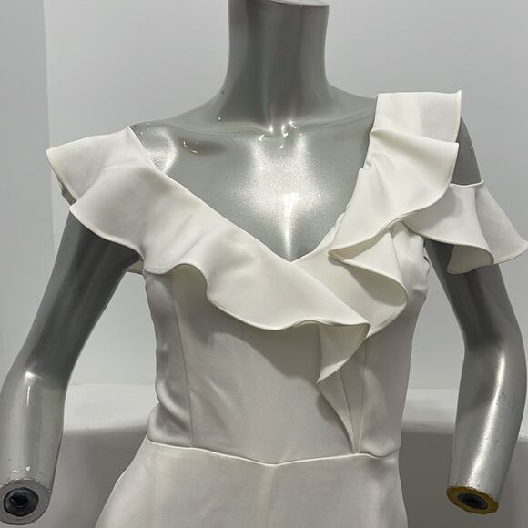 Lavish Alice White Frill Jumpsuit Size 4 - Picture 10 of 16